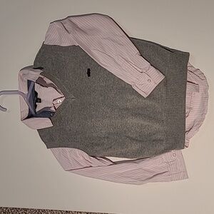 Boys Lot of 2: Andy & Evan vest; pink striped dress shirt size small (6) george